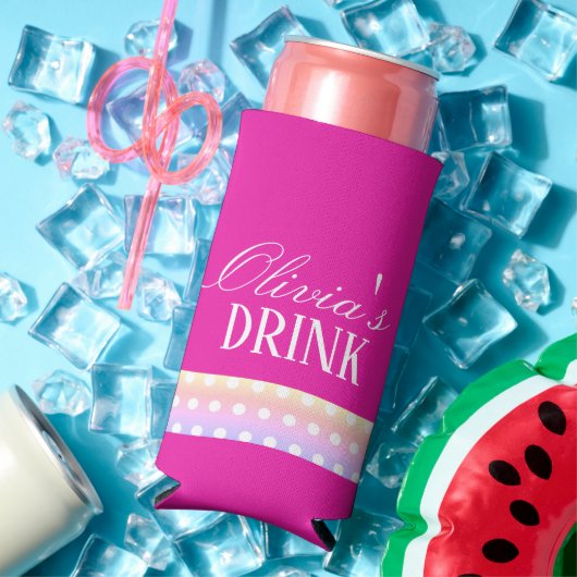 Bright Pink and Pola Dots スリム缶クーラー (インサイチュ 夏)