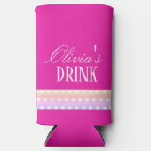 Bright Pink and Pola Dots スリム缶クーラー (正面)