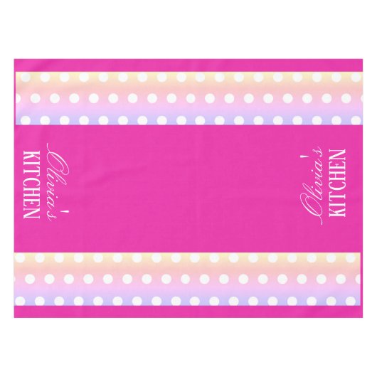 Bright Pink and Pola Dots  テーブルクロス (正面(横))
