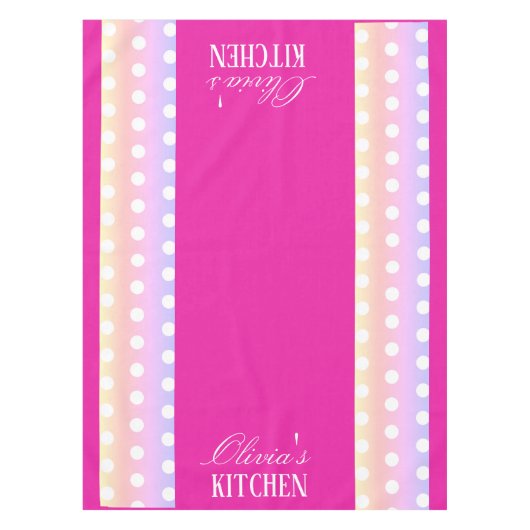 Bright Pink and Pola Dots  テーブルクロス (正面)