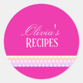 Bright Pink and Pola Dots  ラウンドシール (正面)