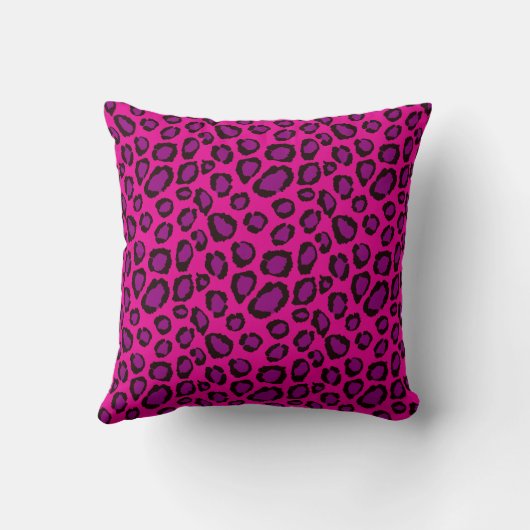 Bright Pink And Purple Leopard Print Pattern クッション (裏面)