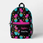 Bright Pink And Teal Whimisical プリントバックパック (正面)