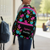 Bright Pink And Teal Whimisical プリントバックパック