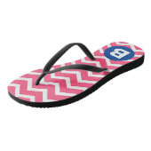 Bright Pink and White Chevron Pattern Monogram ビーチサンダル (アングル)