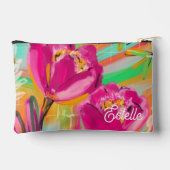Bright Pink Colourful Floral Print Cut Sew Bag アクセサリーポーチ (裏面)