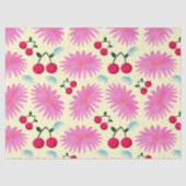 Bright Pink Floral Cherry Pattern | Cute Kawaii  薄葉紙 (正面)