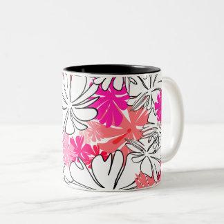  Bright Pink Floral Mug  ツートーンマグカップ