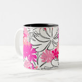  Bright Pink Floral Mug  ツートーンマグカップ (正面左)