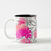  Bright Pink Floral Mug  ツートーンマグカップ (左)