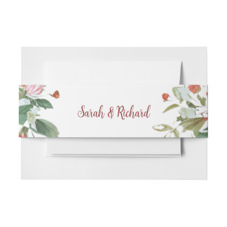 Bright Pink Floral Wedding 招待状ベリーバンド