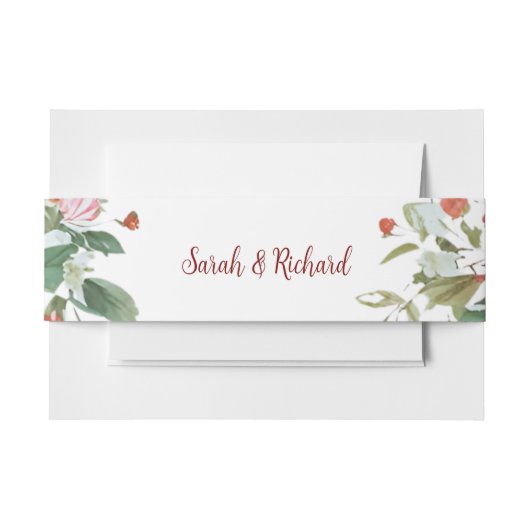 Bright Pink Floral Wedding 招待状ベリーバンド (正面例)