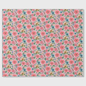Bright Pink Floral Wrapping Paper Garden Design ラッピングペーパー (フラット)