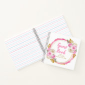 Bright Pink Gold Elegant Flowers Birthday Party ノートブック (内部)