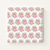 Bright Pink Gold Elegant Flowers Birthday Party ノートブック (裏面)