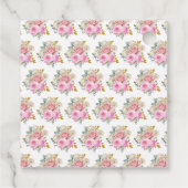 Bright Pink Gold Elegant Flowers Birthday Party フェイバータグ (裏面)