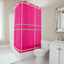Bright Pink Greenl Yellow Geometric  シャワーカーテン