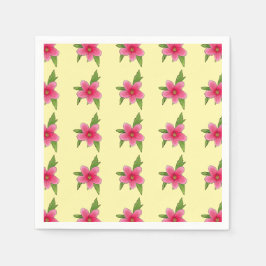 Bright Pink Hibiscus Birthday Party Napkins スタンダードカクテルナプキン
