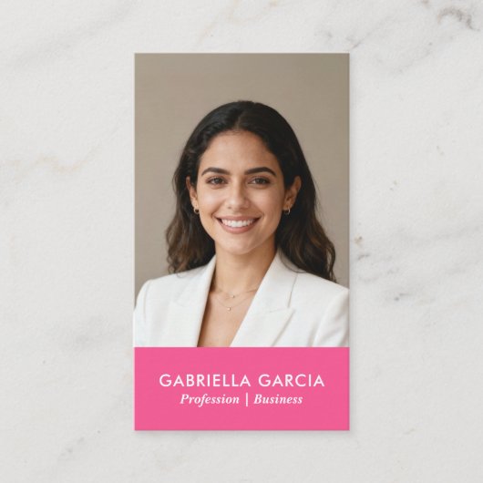 Bright Pink Logo QR Code Photo Professional 名刺 (正面)