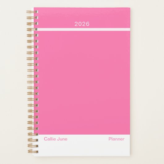 Bright Pink Minimalist Planner プランナー手帳 (正面)