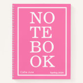 Bright Pink Modern Big "NOTEBOOK" Notebook ノートブック (正面)