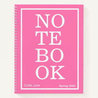 Bright Pink Modern Big "NOTEBOOK" Notebook ノートブック