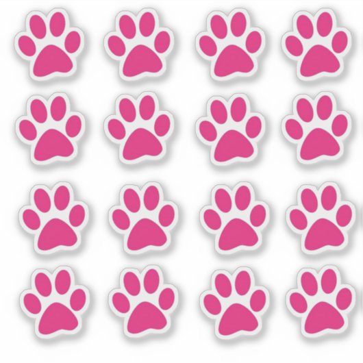 Bright Pink Paw Prints シール (正面)