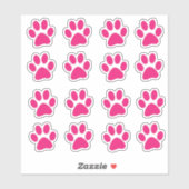 Bright Pink Paw Prints シール (シート)