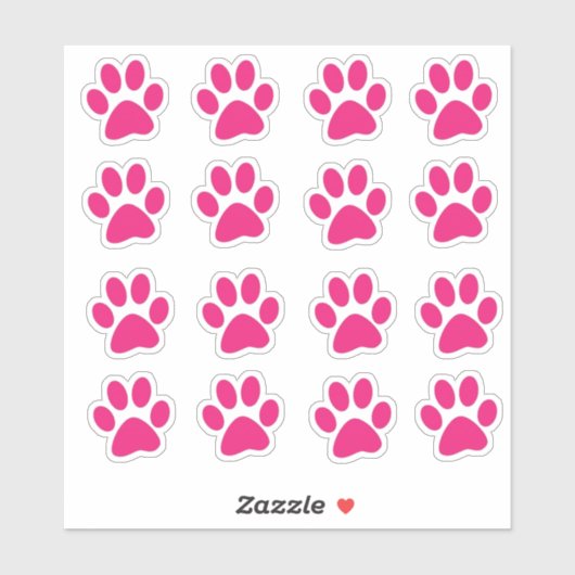 Bright Pink Paw Prints シール (シート)