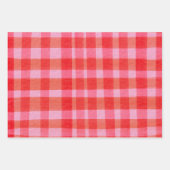 Bright Pink Red Painterly Plaid Christmas Holiday ラッピングペーパーシート (正面2)