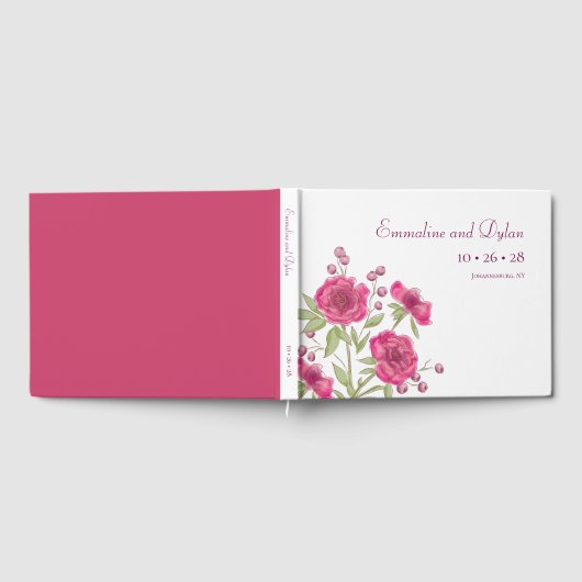 Bright Pink Rose Wedding ゲストブック (全面)