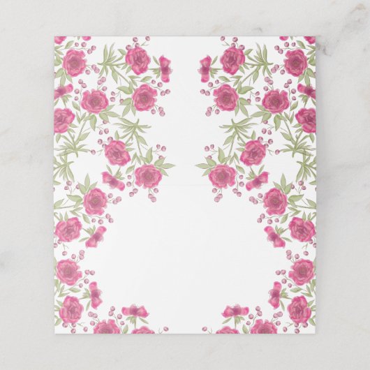 Bright Pink Rose Wedding プレイスカード (外部開封)