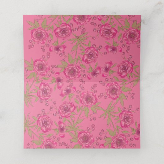 Bright Pink Rose Wedding プレイスカード (内部開封)