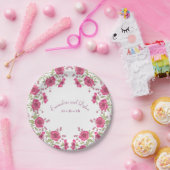 Bright Pink Rose Wedding ペーパープレート (パーティー)