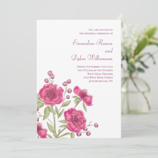 Bright Pink Rose Wedding 招待状 (スタンド正面)