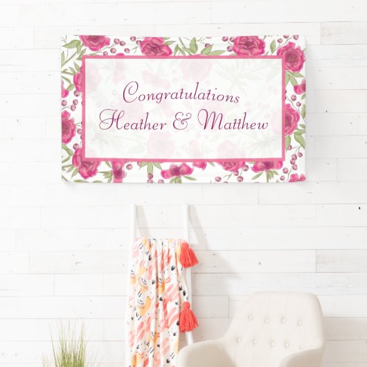 Bright Pink Rose Wedding 横断幕 (インサイチュ)