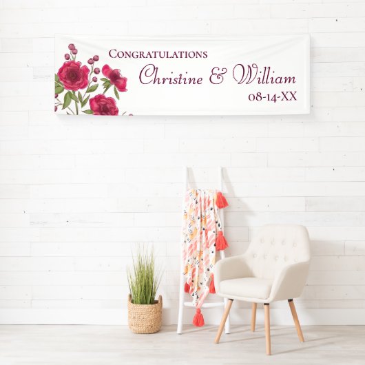 Bright Pink Rose Wedding 横断幕 (インサイチュ)
