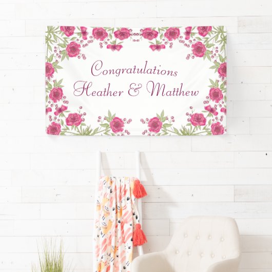 Bright Pink Rose Wedding 横断幕 (インサイチュ)