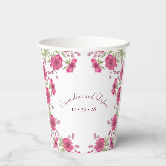 Bright Pink Rose Wedding 紙コップ (裏面)