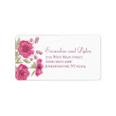 Bright Pink Rose Wedding Address Labels ラベル (正面)