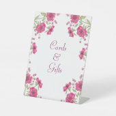 Bright Pink Rose Wedding Cards Gift Sign 台座サイン (正面)