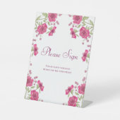 Bright Pink Rose Wedding Guest Book Sign 台座サイン (正面)