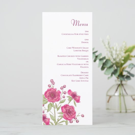 Bright Pink Rose Wedding Menus メニュー (スタンド正面)