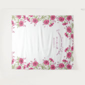 Bright Pink Rose Wedding Photo Backdrop タペストリー (正面(横))