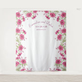 Bright Pink Rose Wedding Photo Backdrop タペストリー (正面)