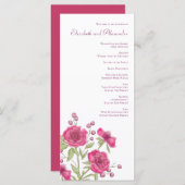 Bright Pink Rose Wedding Programs メニュー (正面/裏面)