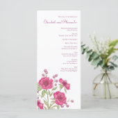 Bright Pink Rose Wedding Programs メニュー (スタンド正面)