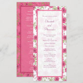 Bright Pink Rose Wedding Programs メニュー (正面/裏面)
