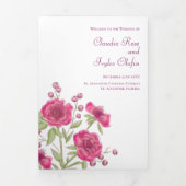 Bright Pink Rose Wedding Programs 三つ折りプログラム (カバー)