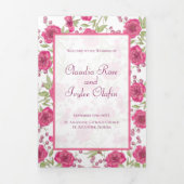 Bright Pink Rose Wedding Programs 三つ折りプログラム (カバー)